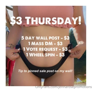 Thursdays only tip to sale post on wall not here