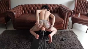 Dildo fuck machine fucks me so good on the couch in doggy the huge part 1