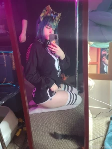 Meow good morning i got my ankha ears in and i m planning some fun