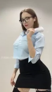Fyp glasses secretary teen bigboobs