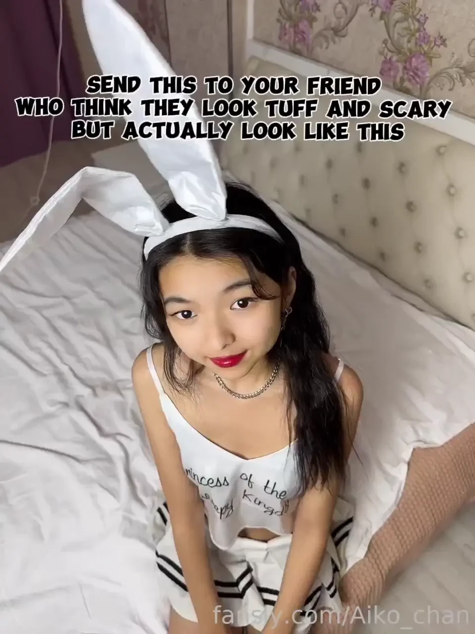 The bunny tells the truth fyp bunny skirt teen smile petite asian 