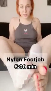Footjob with nylon