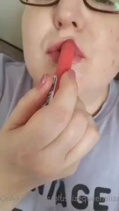 Just making my lips look delicious ready to take my husbands cock in