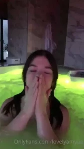 I may not be able to swim but i love playing in the hot tub