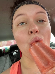 Suckin on a popsicle but wishing it was your cock