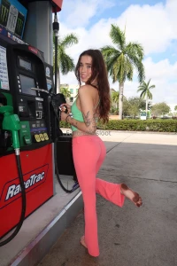 Caught being a filthy little thing at the pump dirty soles clean