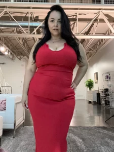 Look at all this sexiness in this red dress want to see more go