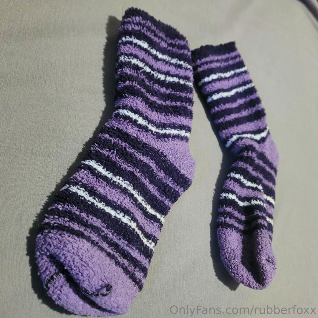 Worn item for sale fuzzy socks fuzzy socks with black purple and white part 1 
