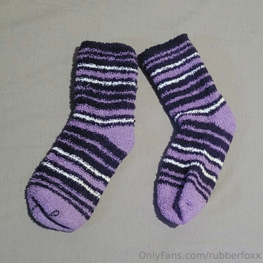 Worn item for sale fuzzy socks fuzzy socks with black purple and white 