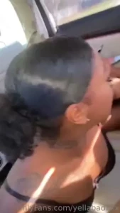 Milli eating two dicks in the back seat
