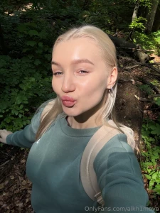 Enjoying the sunny day and fresh air a walk in the forest is the