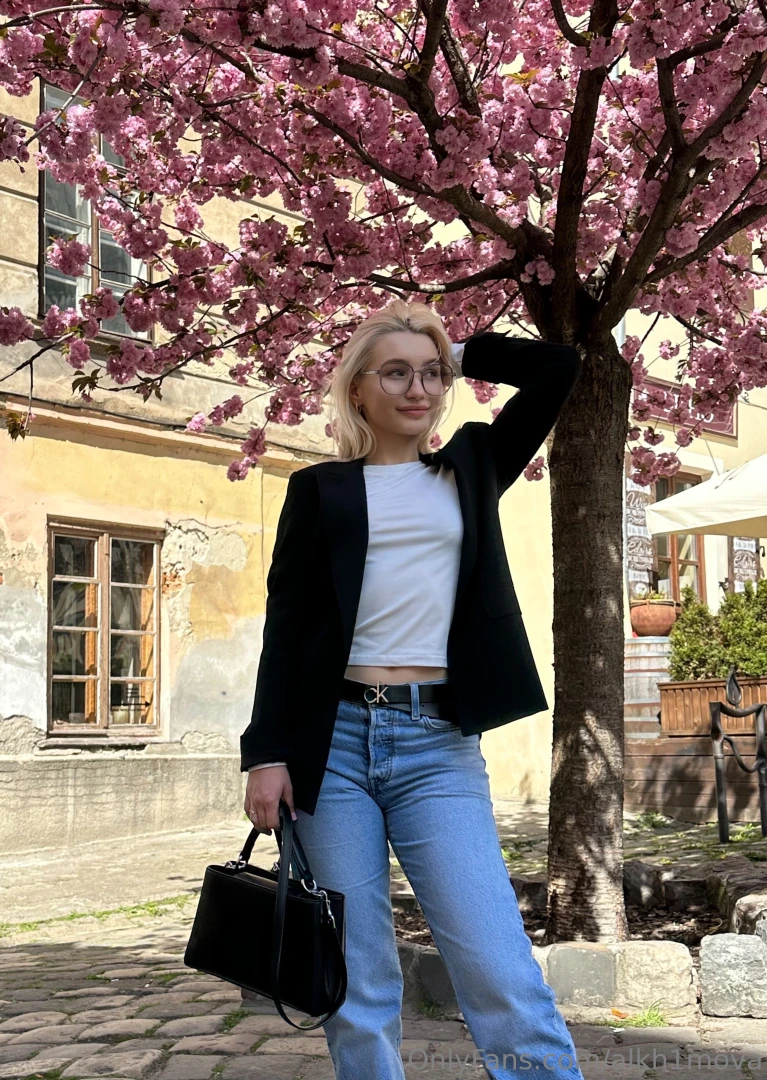A cozy spring day under a beautifully blooming village tree where 