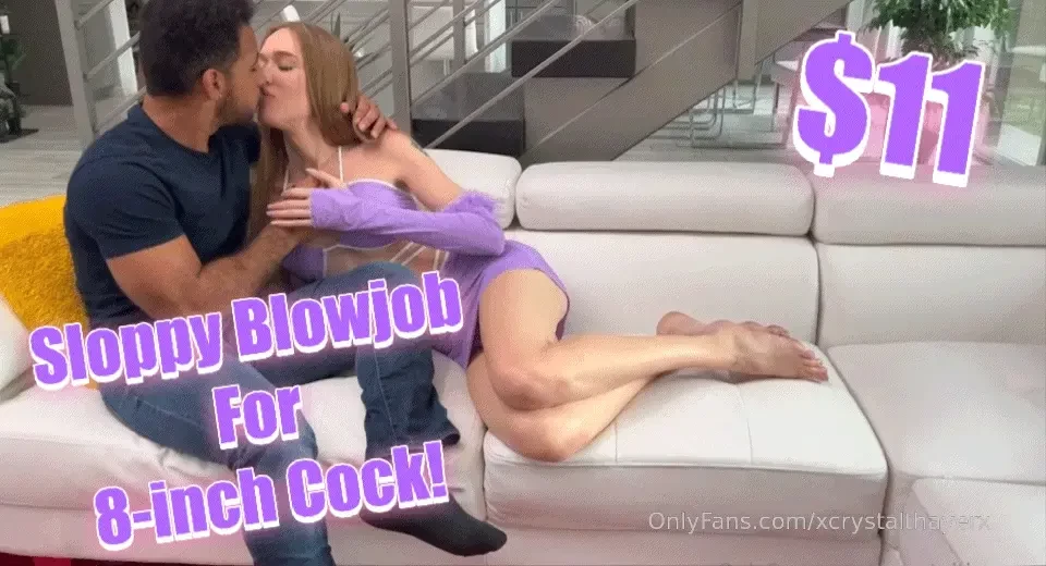 Sloppy blowjob blowing a 8-inch cock really fills my throat up but i 