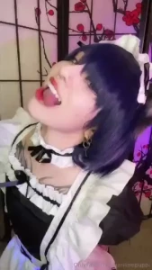 Scara dressed up as a maid longggg tongue in action cx