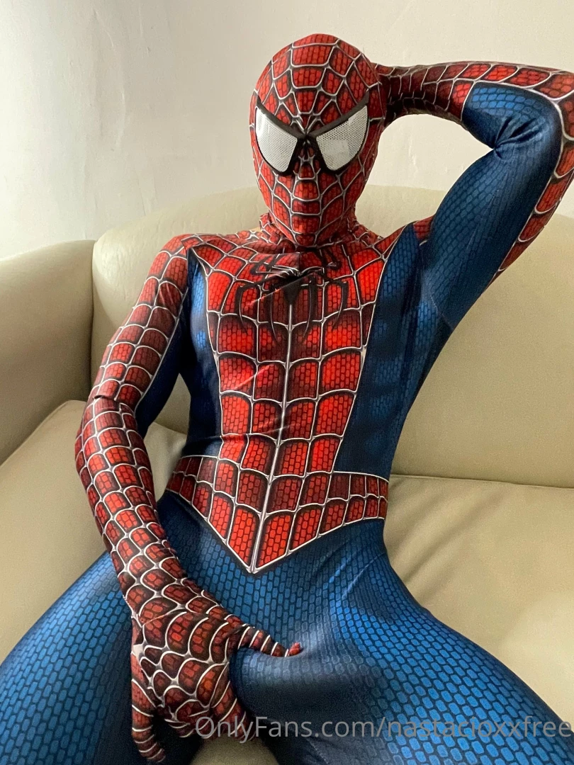 Spidey losing control stroking and cumming in my suit you son t be 