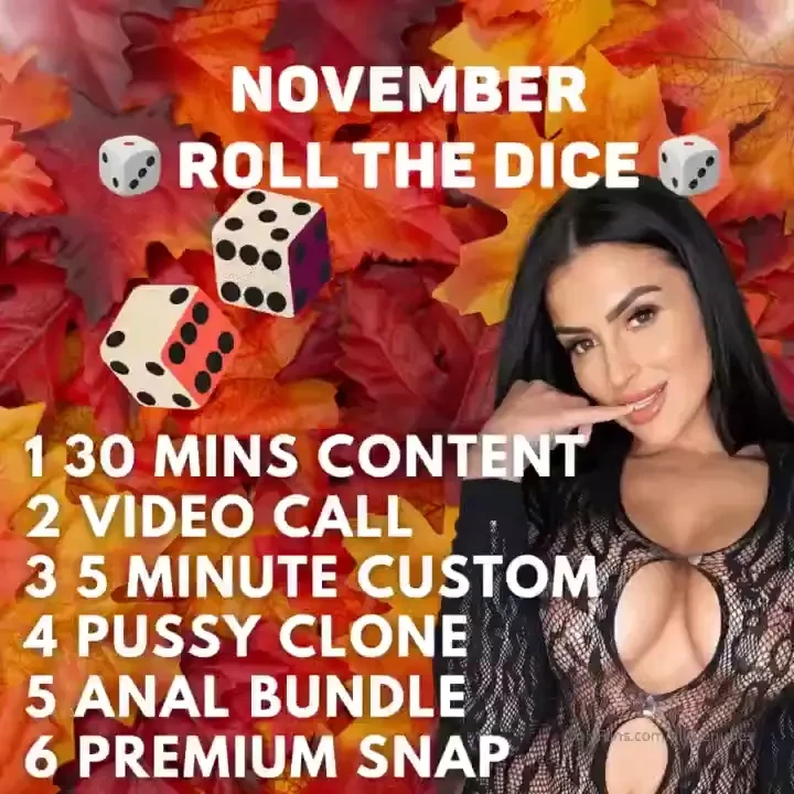 Brand new for november roll the dice 1 30 mins content 2 video call 3 