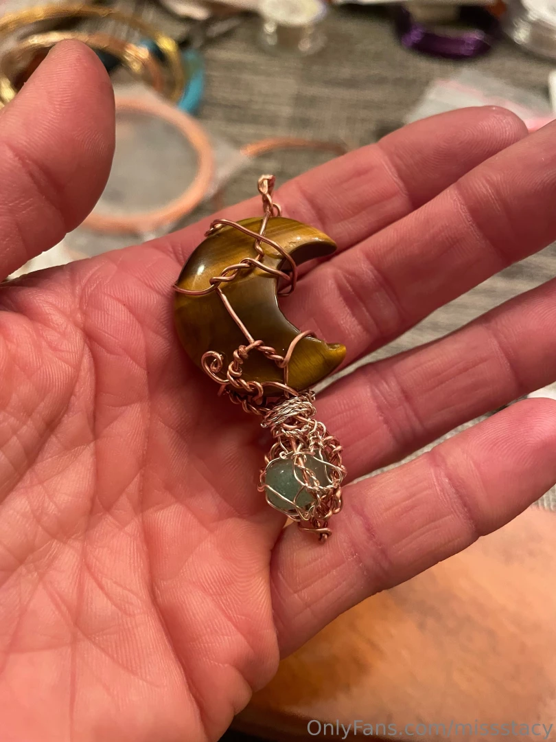 Tigers eye moon with green emerald star drip 
