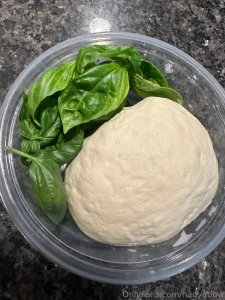 Made homemade pizza dough and picked some of my homegrown basil