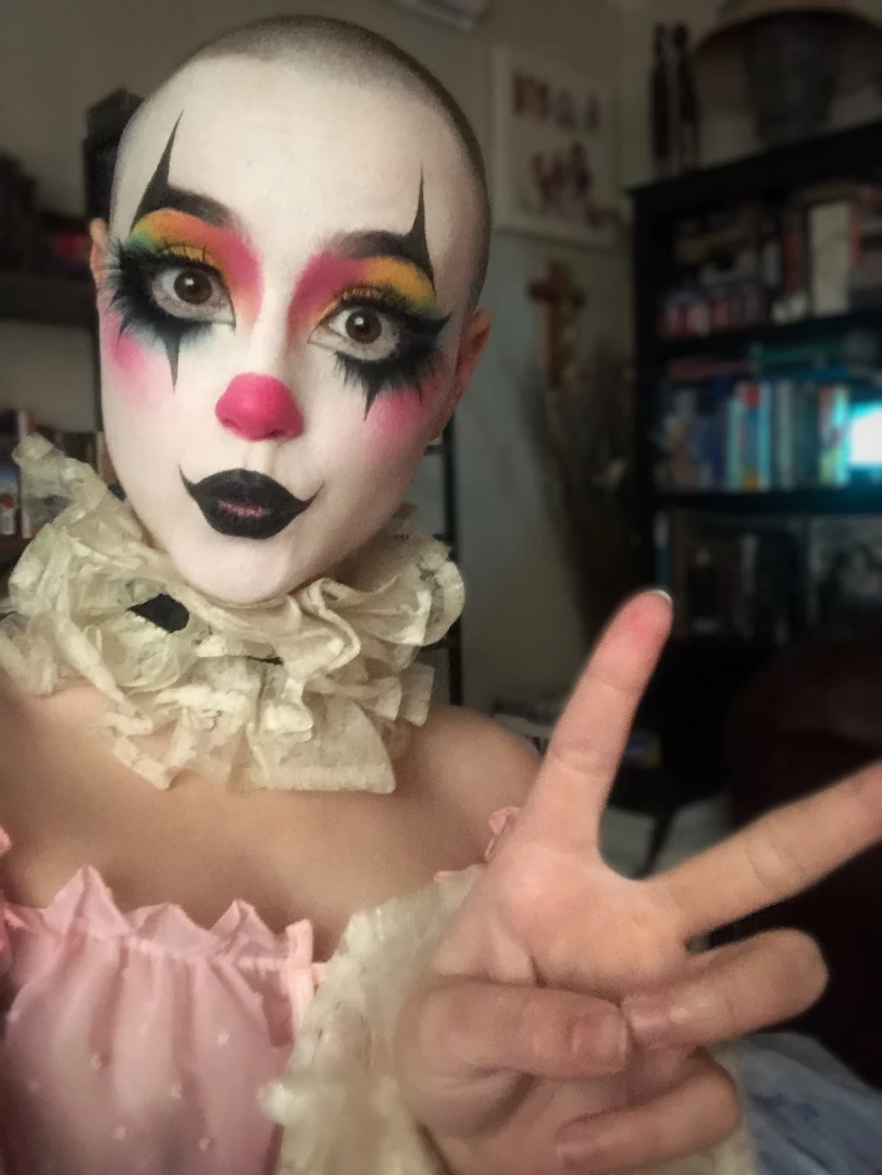 Sneaky peeks of the cute clown make-up i did for the crazy porno i part 3 