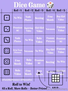 Dice game win a prize everytime 5 a roll the more you play the better