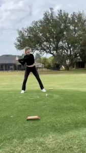 I know i look ridiculous but this stance swing gets me 150 yards every
