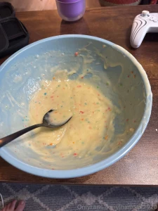Just ate almost a whole bowl of cake batter once i finish what s left part 1