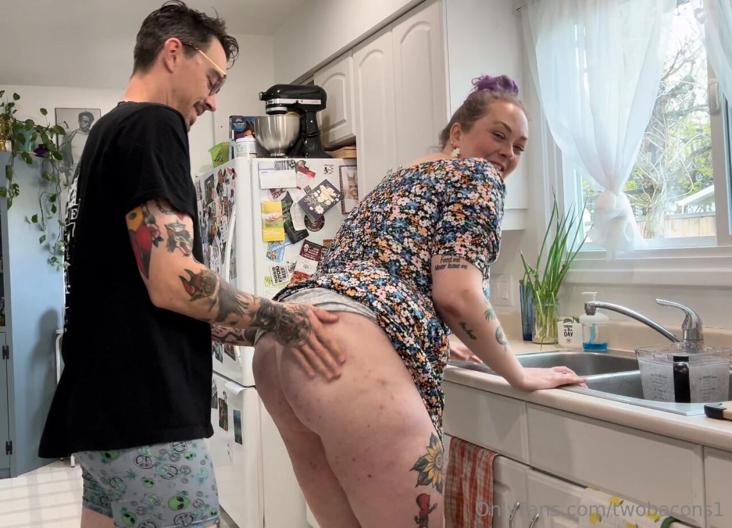 So we are staying at a friends place he surprised me while i was doing 