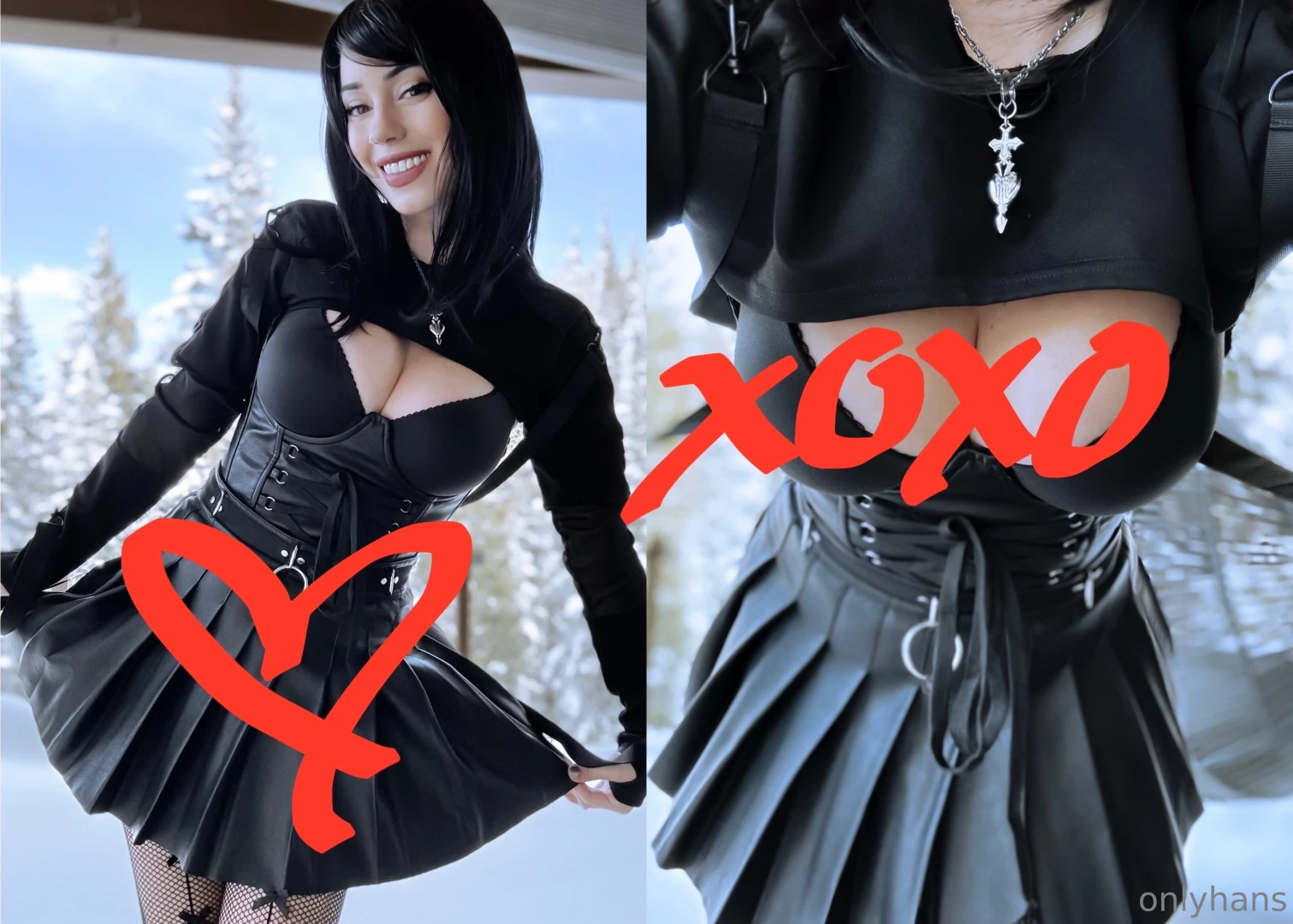 Busty goth babe in the snow p 