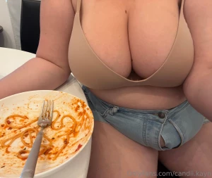 My shirt was too tight so i took it off and finished my dinner lol the