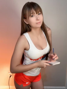 This uniform s so tight but it feels so good my tits are practically