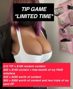 Limited time tip to receive