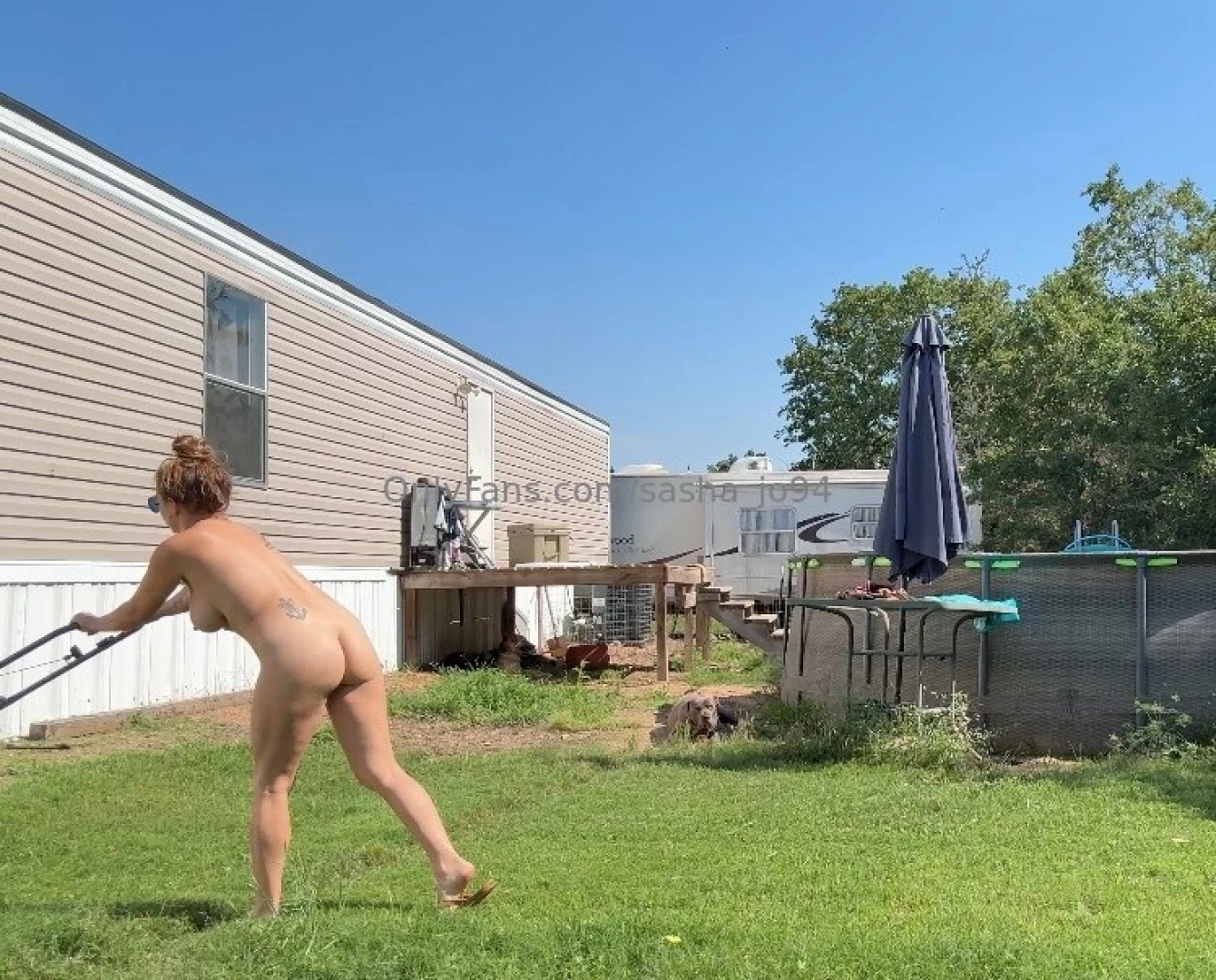 Naked mowing is good for the soul part 1 