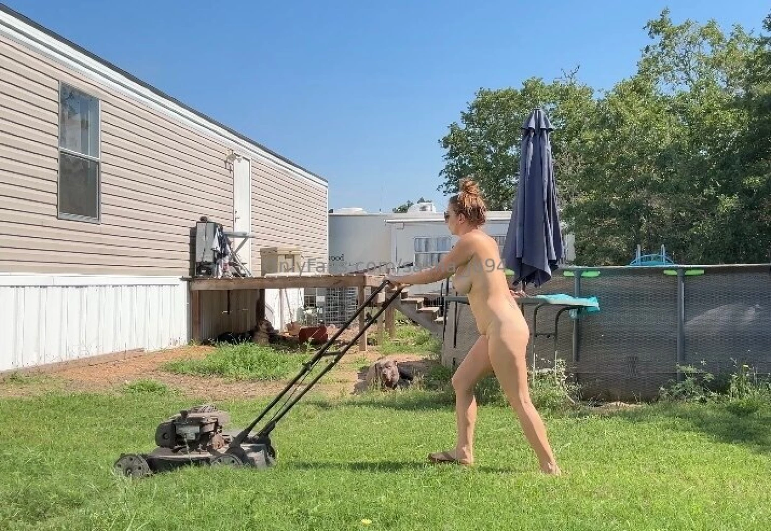 Naked mowing is good for the soul 