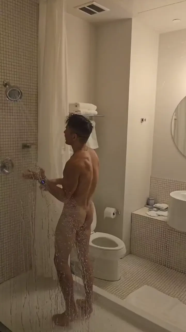 How about this exhibitionist shower we got in this room can wait to 