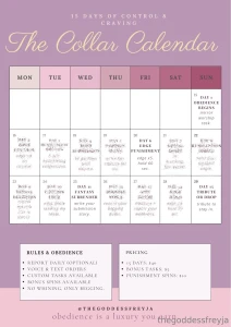 The collar calendar 15 days 15 commands no mercy this is your