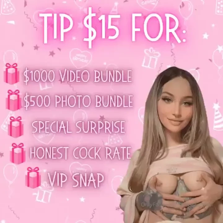 First fan to tip 15 gets 1k video bundle 500 photo bundle vip snap for part 4 