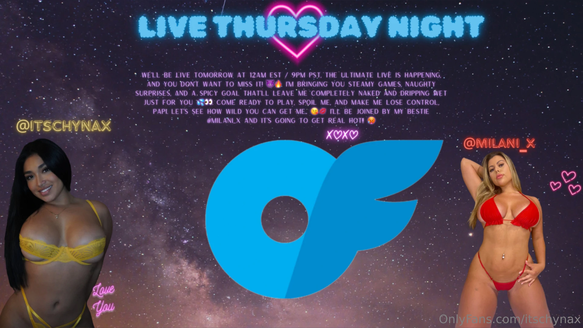 Live now starts 9 30pm pst 12 30am est you me and milani_x let s get 