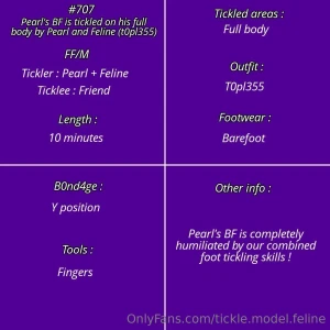 Vid 707 - pearl s bf is tickled on his full body by pearl and feline