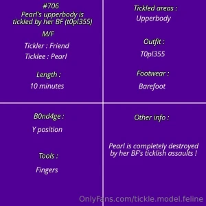 Vid 706 - pearl s upperbody is tickled by her bf topless send me a part 1