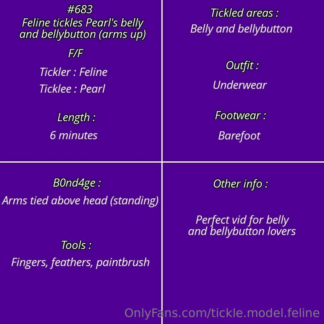 Vid 683 - feline tickles pearl s belly and bellybutton arms up send me part 6 