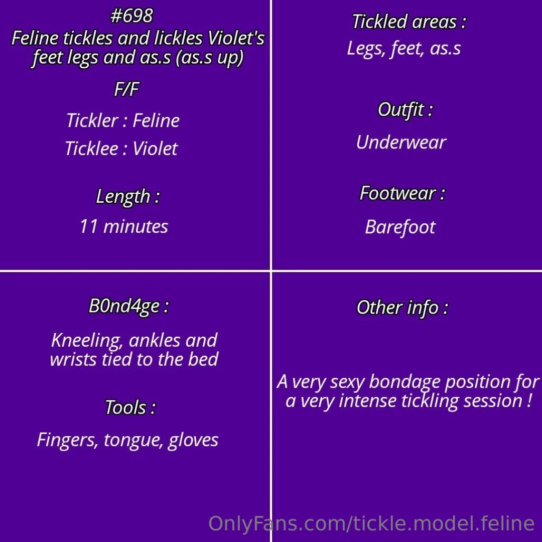 Vid 698 - feline tickles and lickles violet s feet legs and ass ass up part 5 