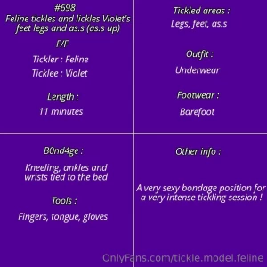 Vid 698 - feline tickles and lickles violet s feet legs and ass ass up part 5