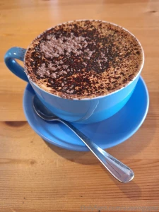 Out for coffee at a new cafe terrible coffee and melting moments