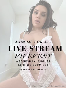 Tonight i will be going live on my main account aliciawaldnervip and