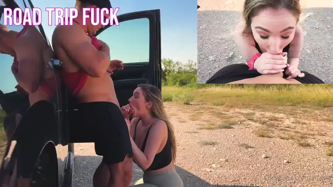 We took turns sucking his cock on our roadtrip our pussys were 
