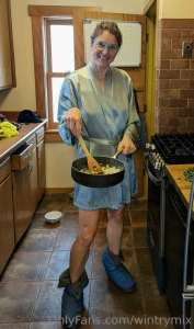 A snowy morning means staying inside cooking up a nice breakfast and