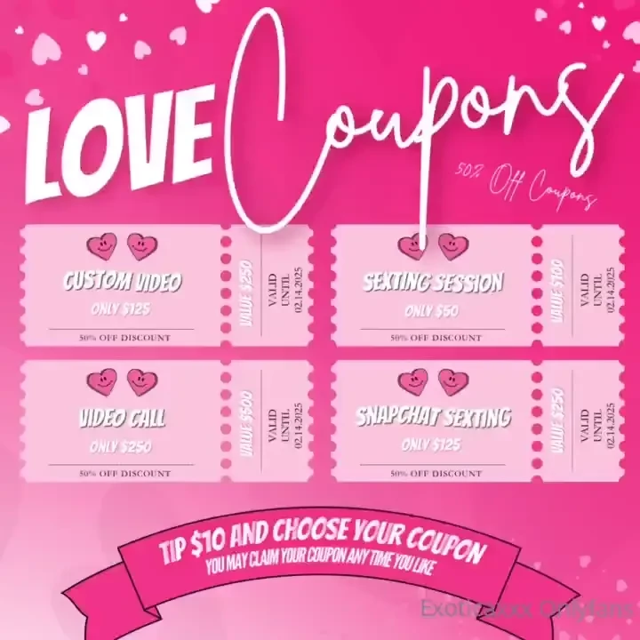 Love coupons tip only 10 and choose your coupon 
