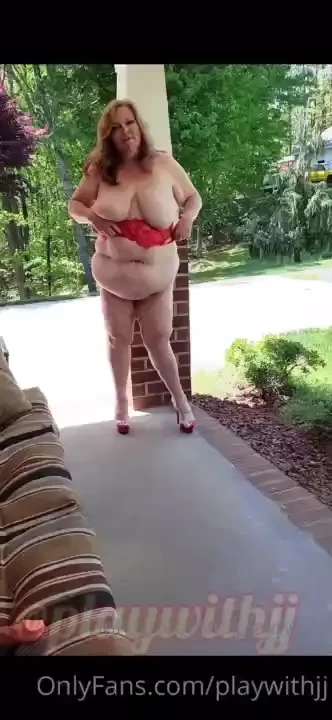 Front porch fun naked except for my red heels i m was dreaming of your 