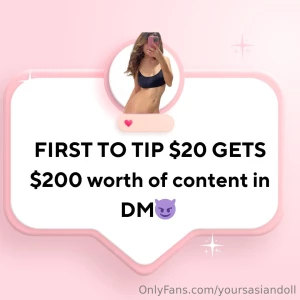 The first person to tip 20 gets 200 worth of content in dms now