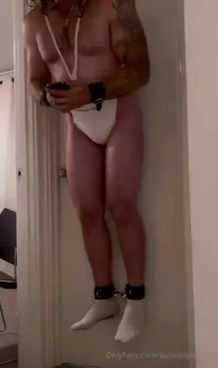 Hanging shoulder wedgie with tighty whities and a pink thong hands 